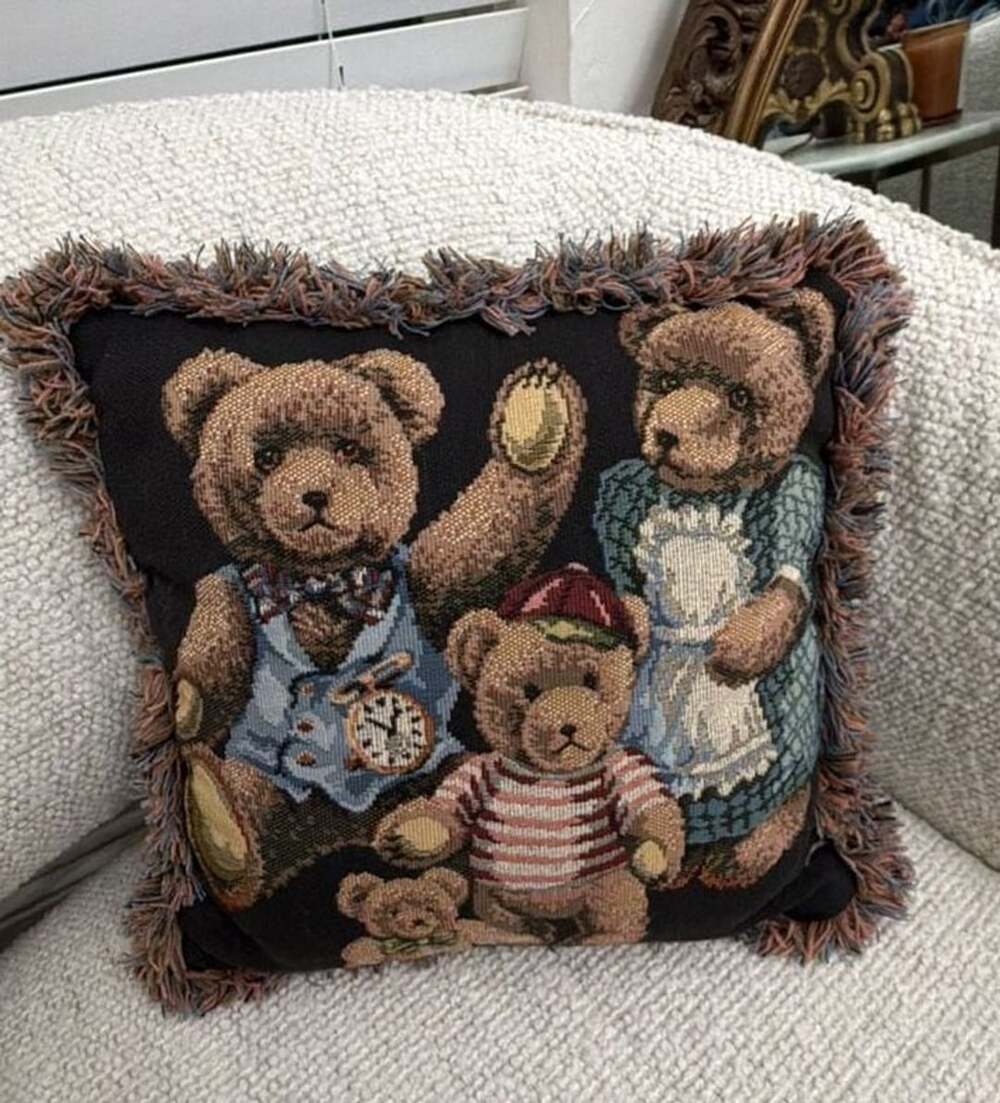 Dakotah Teddy Bear Family Tapestry Decorative Throw Pillow